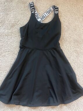 Black Skater Athletic Dress with 'LOVE' Crossback Straps